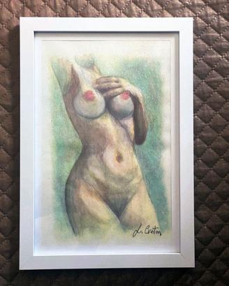 Quadro nudo femminile su tela con cornice