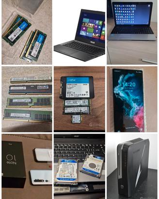 Pc portatili fissi Ram ssd  hd  Nas e componenti 
