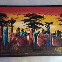 Quadro etnico con cornice in legno