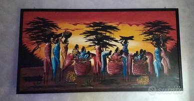 Quadro etnico con cornice in legno