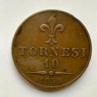  10 Tornesi 1859 moneta rara perfette condizioni