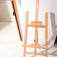 CAVALLETTO TREPPIEDE DA PITTURA IN LEGNO