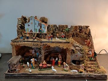 presepe artigianale illuminato nuovo fontana