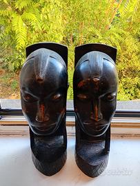 coppia di statue africane in legno 