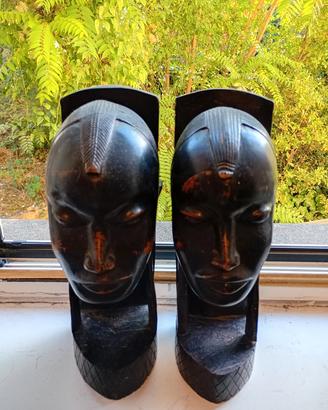 coppia di statue africane in legno 