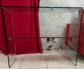 Consolle in vetro con ripiano rosso