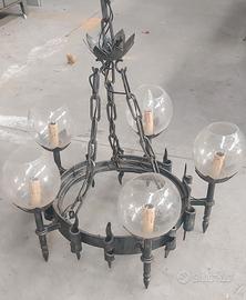 Lampadario ferro battuto artigianale
