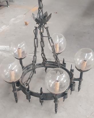 Lampadario ferro battuto artigianale