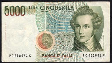 ITALIA 1992 - BB banconota 5000 lire Bellini #YEU