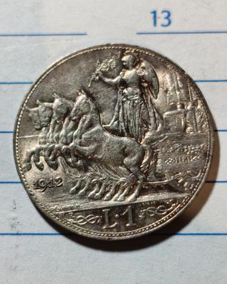 1 lira argento quadriga 1912 