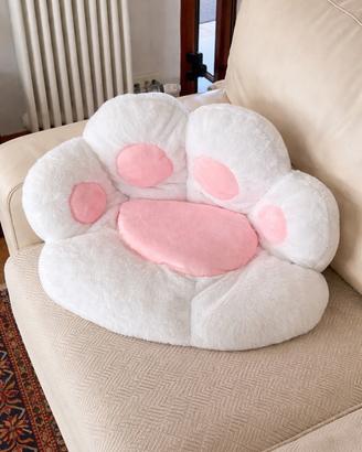 Cuscino zampa gatto kawaii morbido rosa bianco