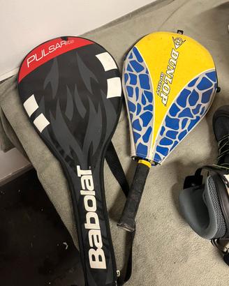 2 Racchette da tennis Babolat +Dunlop con custodia
