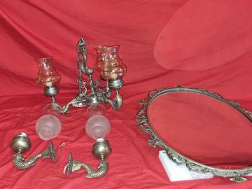 lampada Vintage + applique a forme di pesci / mare