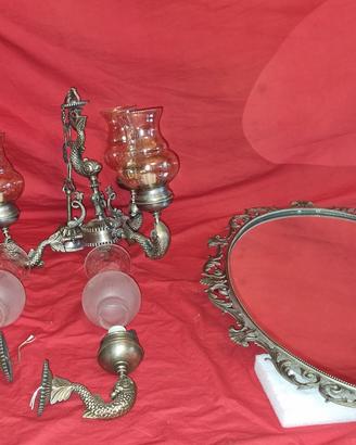 lampada Vintage + applique a forme di pesci / mare