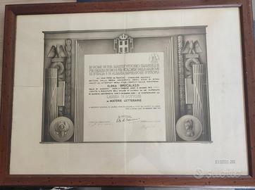 Pergamena Laurea epoca Fascista