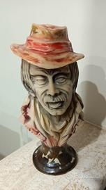 Busto Vintage Uomo Anziano in Resina Alabastrina