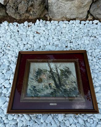 Quadro Olio su Tela M. Argento Paesaggio Invernale