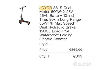 Joyor s8-s doppio motore