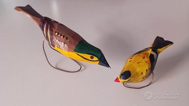 Coppia di Uccellini in Legno Vintage - Artigianato