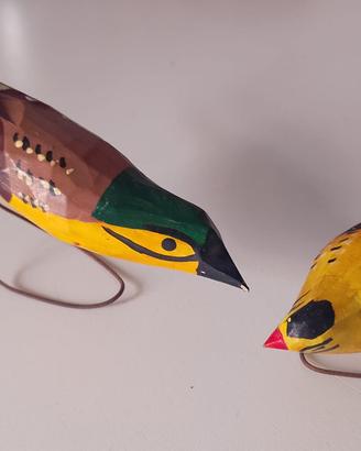 Coppia di Uccellini in Legno Vintage - Artigianato