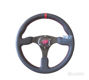 VOLANTE IN PELLE NERA CON RIFINITURA ROSSA