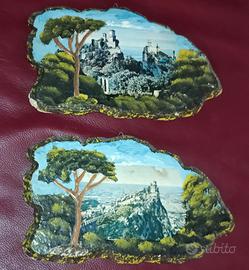 due placche decorativi in legno San Marino