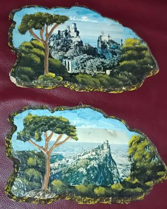 due placche decorativi in legno San Marino
