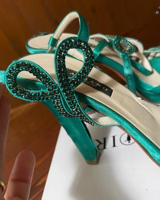 Scarpe in raso verde acqua