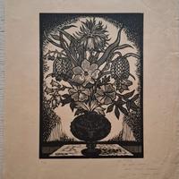 Xilografia  Luigi Servolini 1933 "vaso di fiori"