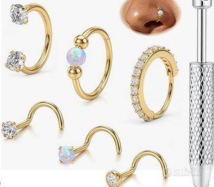Set 6 Piercing Naso Acciaio Chirurgico 20G - Oro/A