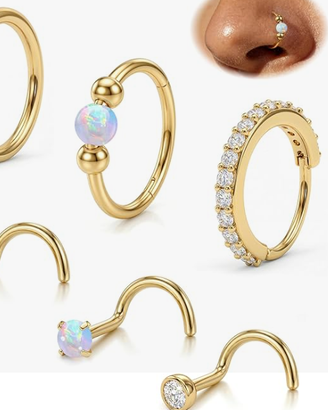 Set 6 Piercing Naso Acciaio Chirurgico 20G - Oro/A