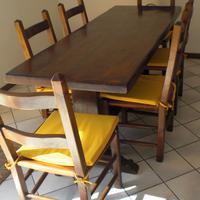 tavolone in legno massiccio con 6 sedie