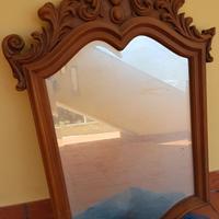 specchio molato antico legno massello