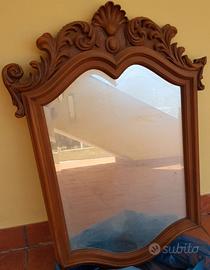 specchio molato antico legno massello