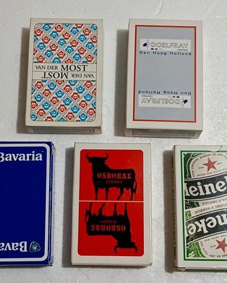 Lotto 5 mazzi carte da gioco pubblicitarie vintage