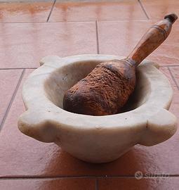 MORTAIO GENOVESE PER PESTO IN MARMO BIANCO DI CARR