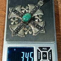 Ciondolo Croce di Gerusalemme Argento 800 Vintage