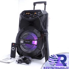 Cassa karaoke 1000pmpo sub 8″ con microfono wifi i