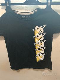 maglia Guess bimbo 6 anni nera logo giallo