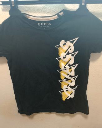 maglia Guess bimbo 6 anni nera logo giallo