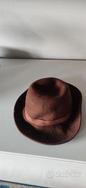 Cappello fedora trilby vintage feltro marrone unis