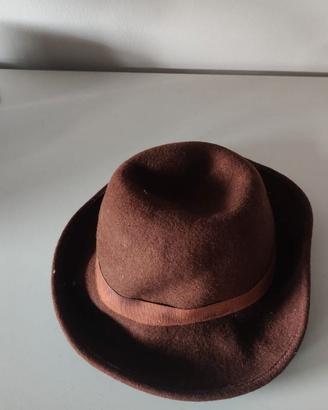Cappello fedora trilby vintage feltro marrone unis