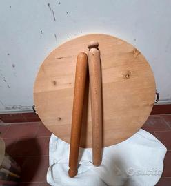🪵 Tagliere rotondo + 2 mattarelli in legno