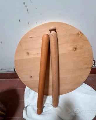 🪵 Tagliere rotondo + 2 mattarelli in legno