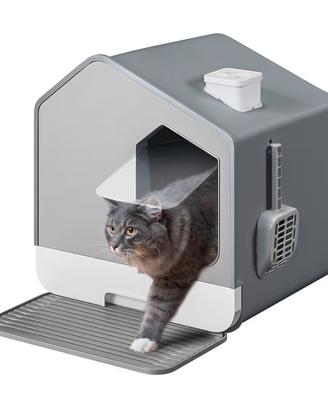 Lettiera a casetta per gatti comore grigia o azzur