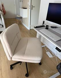 Sedia Ufficio Beige in Velluto a Coste