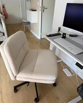 Sedia Ufficio Beige in Velluto a Coste