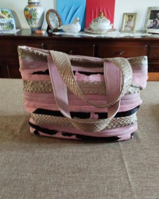 borsa in pelle cavallino rosa