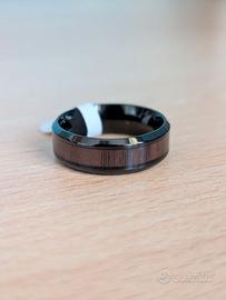 Anello wood nero in acciaio