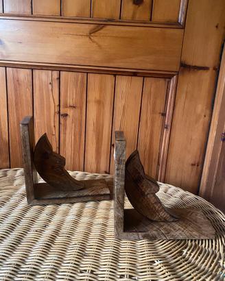 Coppia divisori libri in legno